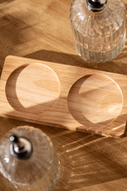 Contenedores Aceite y Vinagre de Vidrio y metal con Base de Madera