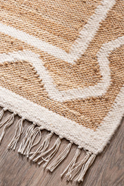 Alfombra de Ambiente Yute y Zigzag en Lana con Flecos 60x90cm