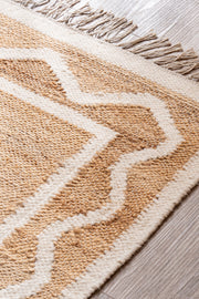 Alfombra de Ambiente Yute y Zigzag en Lana con Flecos 60x90cm
