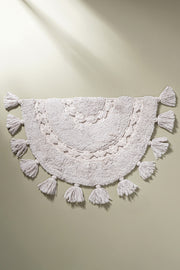 Alfombra 100% Algodón con Borlas y Crochet 40x60cm