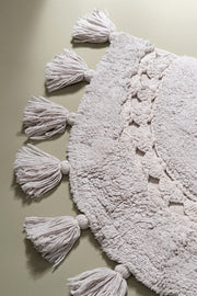 Alfombra 100% Algodón con Borlas y Crochet 40x60cm