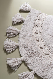 Alfombra 100% Algodón con Borlas y Crochet 40x60cm