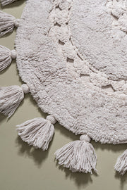 Alfombra 100% Algodón con Borlas y Crochet 40x60cm