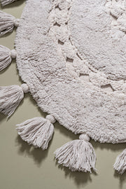 Alfombra 100% Algodón con Borlas y Crochet 40x60cm