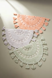 Alfombra 100% Algodón con Borlas y Crochet 40x60cm