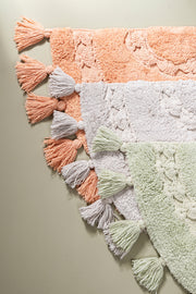 Alfombra 100% Algodón con Borlas y Crochet 40x60cm