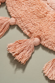 Alfombra 100% Algodón con Borlas y Crochet 40x60cm