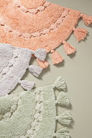 Alfombra 100% Algodón con Borlas y Crochet 40x60cm