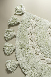 Alfombra 100% Algodón con Borlas y Crochet 40x60cm