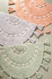 Alfombra 100% Algodón con Borlas y Crochet 40x60cm