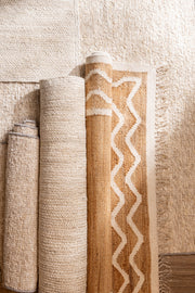 Alfombra de Ambiente Yute y Zigzag en Lana con Flecos 120x180cm