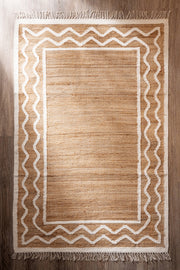 Alfombra de Ambiente Yute y Zigzag en Lana con Flecos 120x180cm
