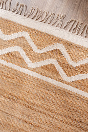 Alfombra de Ambiente Yute y Zigzag en Lana con Flecos 120x180cm