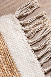 Alfombra de Ambiente Yute y Zigzag en Lana con Flecos 120x180cm