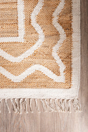 Alfombra de Ambiente Yute y Zigzag en Lana con Flecos 120x180cm