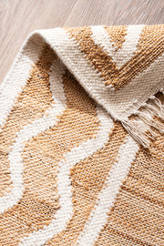 Alfombra de Ambiente Yute y Zigzag en Lana con Flecos 120x180cm