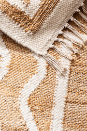 Alfombra de Ambiente Yute y Zigzag en Lana con Flecos 120x180cm