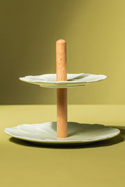 Bandeja Cerámica 2 Niveles Flower Petal Verde