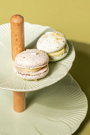 Bandeja Cerámica 2 Niveles Flower Petal Verde