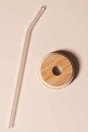 Vaso Largo de vidrio con tapa de bamboo y funda de Silicona 500ml