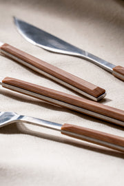 Cubiertos Setx4 piezas Silver con Mango de Madera