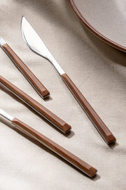 Cubiertos Setx4 piezas Silver con Mango de Madera