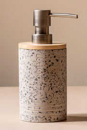 Dosificador de Jabón Gris Mosaico y Madera