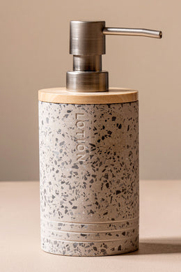 Dosificador de Jabón Gris Mosaico y Madera