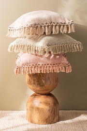 Almohadón Algodón Slub con Flecos 45×45 cm