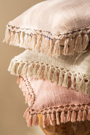 Almohadón Algodón Slub con Flecos 45×45 cm