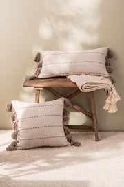 Almohadón Algodón Slub con Mechón y Flecos 45×45 cm