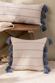 Almohadón Algodón Slub con Mechón y Flecos 45×45 cm