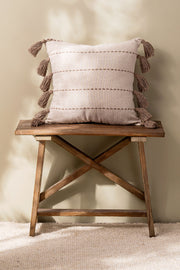 Almohadón Algodón Slub con Mechón y Flecos 45×45 cm