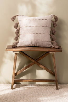 Almohadón Algodón Slub con Mechón y Flecos 45×45 cm