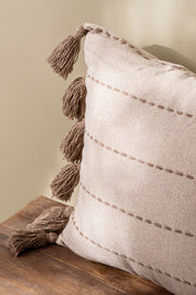 Almohadón Algodón Slub con Mechón y Flecos 45×45 cm