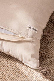 Almohadón Algodón Slub con Mechón y Flecos 45×45 cm