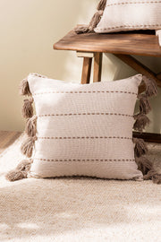 Almohadón Algodón Slub con Mechón y Flecos 45×45 cm