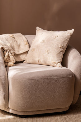 Almohadón Slub 100% Algodón con Pompones y borlas 45x45cm