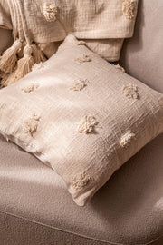 Almohadón Slub 100% Algodón con Pompones y borlas 45x45cm