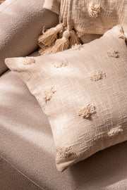 Almohadón Slub 100% Algodón con Pompones y borlas 45x45cm