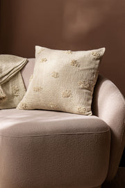 Almohadón Slub 100% Algodón con Pompones y borlas 45x45cm