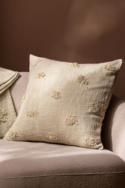 Almohadón Slub 100% Algodón con Pompones y borlas 45x45cm