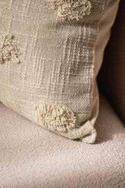 Almohadón Slub 100% Algodón con Pompones y borlas 45x45cm