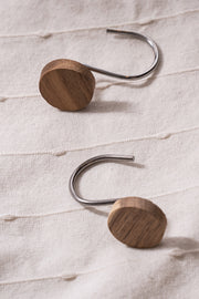 Setx12 Ganchos de Cortina de Baño Metal y Madera