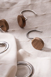 Setx12 Ganchos de Cortina de Baño Metal y Madera