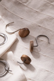 Setx12 Ganchos de Cortina de Baño Metal y Madera