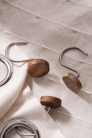 Setx12 Ganchos de Cortina de Baño Metal y Madera