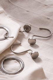 Setx12 Ganchos de Cortina de Baño Metal Plateado Opaco