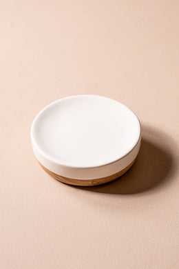 Jabonera de Cerámica con Base de Madera