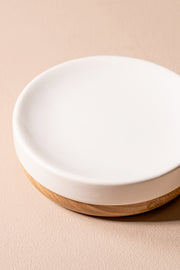 Jabonera de Cerámica con Base de Madera